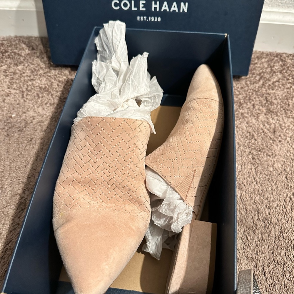 Cole Haan Women's Beige Suede Mules